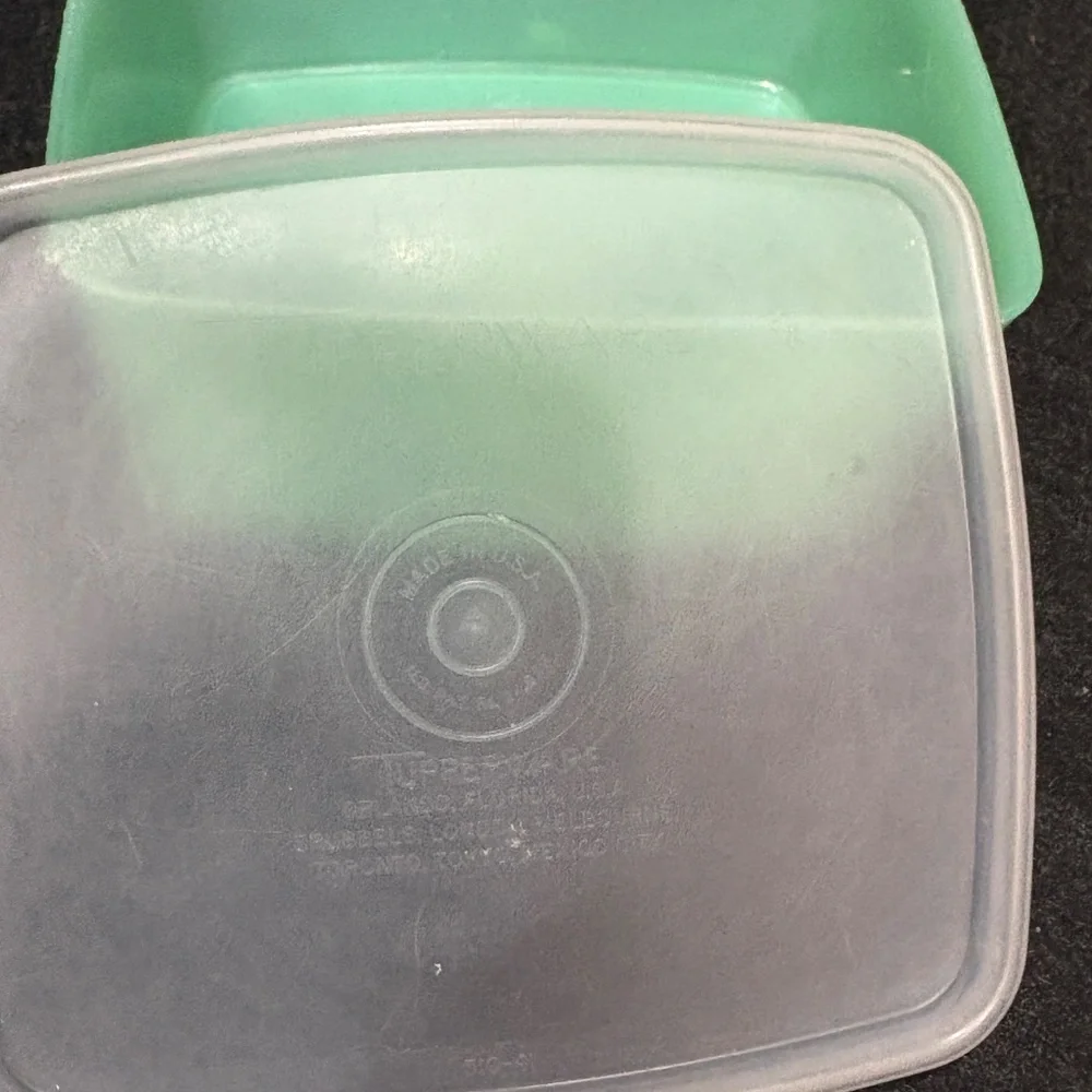 Vintage TUPPERWARE Sheer Green Storage Container #311-36 & Clear Lid #310-4